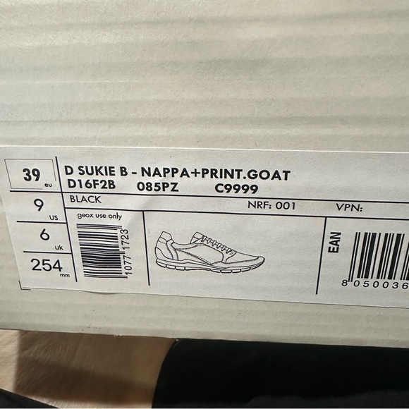 Geox D Sukie B Nappa Black Sneakers Animal Print Size US 8.5 - 9 EU 39 - Picture 11 of 11
